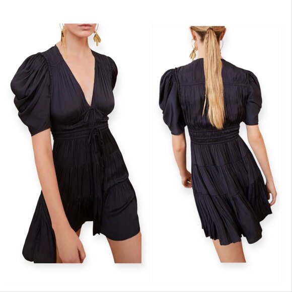 Ulla Johnson Azaria Dress Midnight Plissé Satin Mini Size 12 NWT $575 - Picture 15 of 15